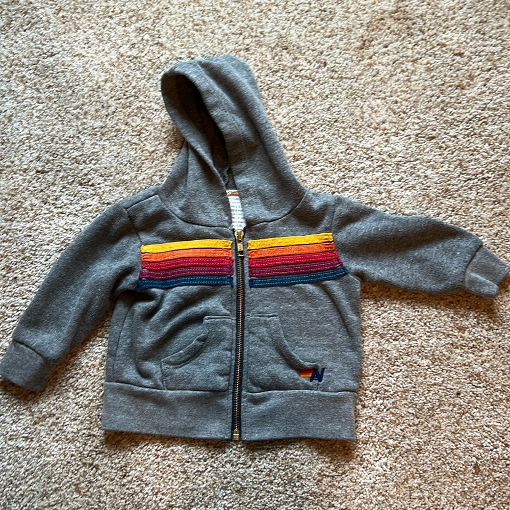 Aviator Nation striped zip-up hoodie sz 6-12 months